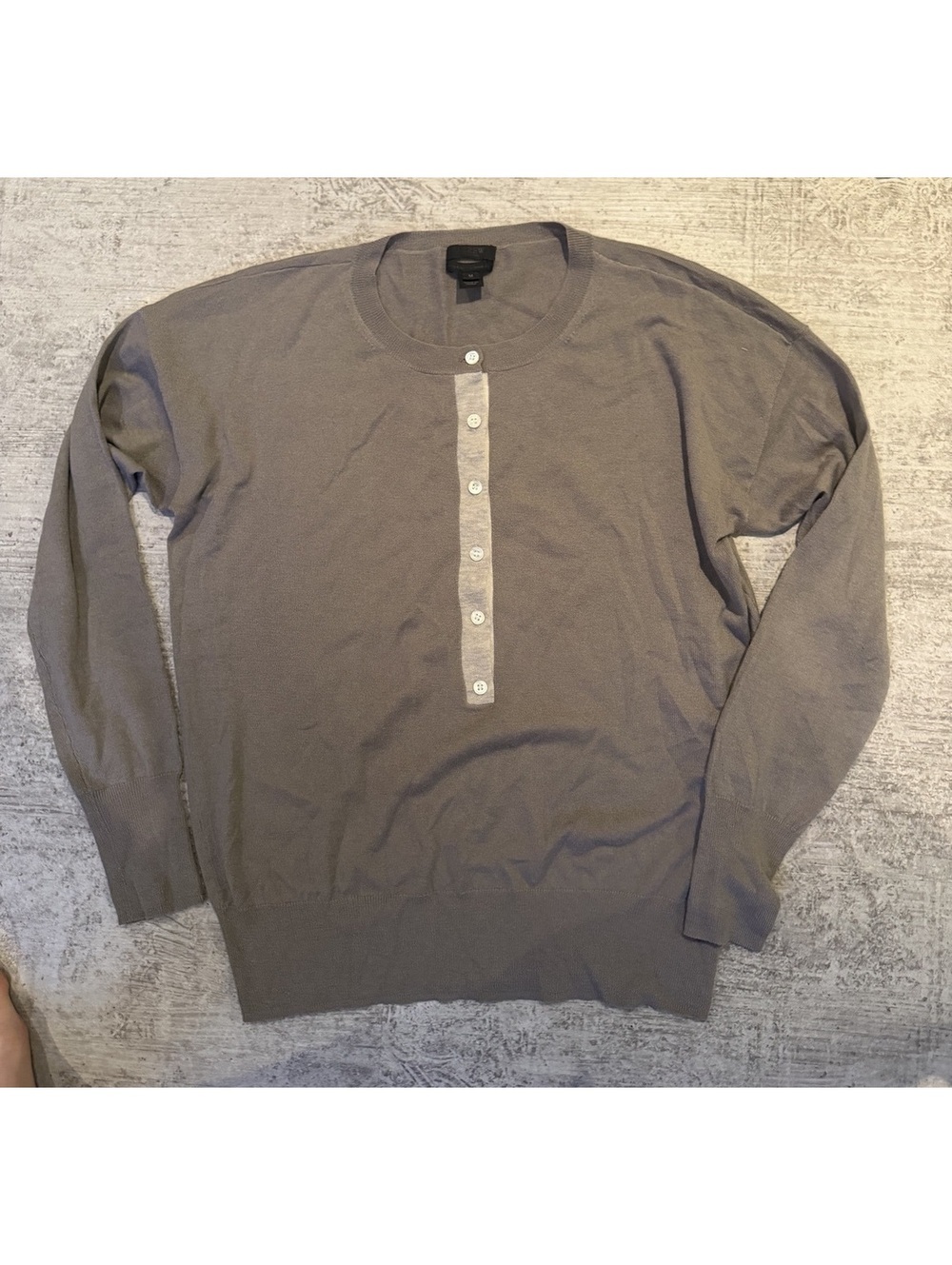 J Crew Italian Cashmere Gray Henley medium